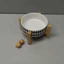 Petygooing Raised/ Elevated 15°Slanted Ceramic Dog Bowl for Small Breeds, Tilted Anti Slip Pet Bowl, Food Water Dish with Stand for Cats and Small Dogs Puppy 13.5 OZ (5.1In / 1.7 Cups) Black Rhombus