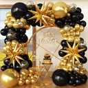 Black and Gold Balloon Garland Arch Kit for Birthday Party 2026 Graduation Retirement Bachelorette Party Anniversary Decorations
