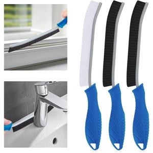 3 x TQRR Hard Bristle Crevice Cleaning Brush-Thin Gap Scrub Brush, Small Cleaning Brush, Grout Brush, Kitchen Brush, Cleaning Tools for Toilet, Bathroom, Sink, Home, Household, Window (3, Lichen Blue)