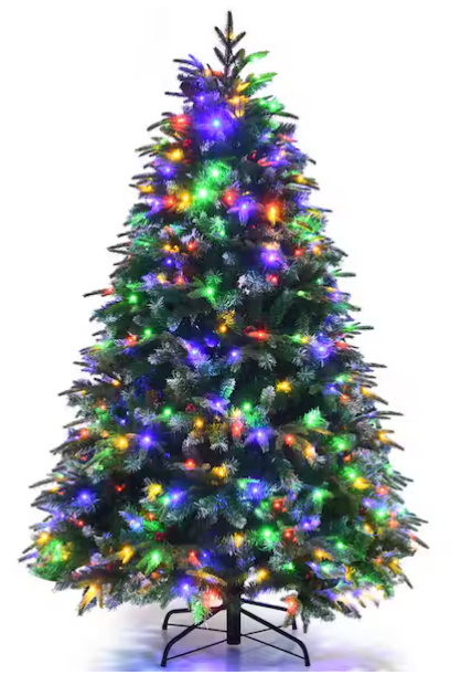 5 ft. Pre-Lit Snowy Christmas Hinged Tree 11 Flash Modes with 250 Multi-Color Lights