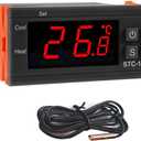 STC-1000 Digital Temperature Controller,AC 10A 110V-220V Digital LED Temperature Controller Heating Cooling Centigrade Thermostat 2 Relays Output with NTC Sensor Probe (1 Pack)