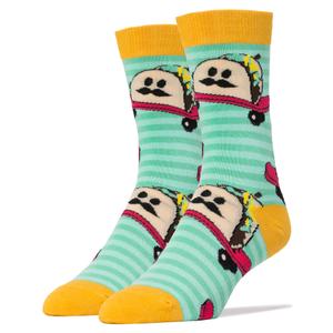 2 x Oooh Yeah Socks - Mens Crew - Taco Dude, Large