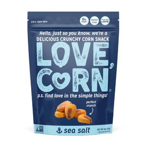 LOVE CORN Sea Salt | Delicious Crunchy Corn Natural Snack | 4 Ounce x 1 Bag | Non-GMO, Low-Sugar, Gluten-Free, Plant Based, Vegan, Low Sugar (EXP 01/24/26)