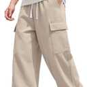 Boys Uniform Cargo Pants Cotton Baggy Chino Pants Teen School Dress Trousers with 4 Pocket (Beige, 10-11Y)