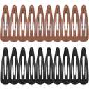 WILLBOND 30 Pieces 3.1 Inch Large Metal Snap Hair Clips Nonslip Barrettes Women Hair Accessories (Brown and Black)