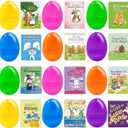 DIYDEC 24Pcs Filled Easter Eggs with Mini Books, Miniatures Dollhouse Books for Anxiety Bookshelf Easter Dollhouse Decor Accessories for Kids Adults Basket Stuffers Party Favors Classroom Prizes Gifts