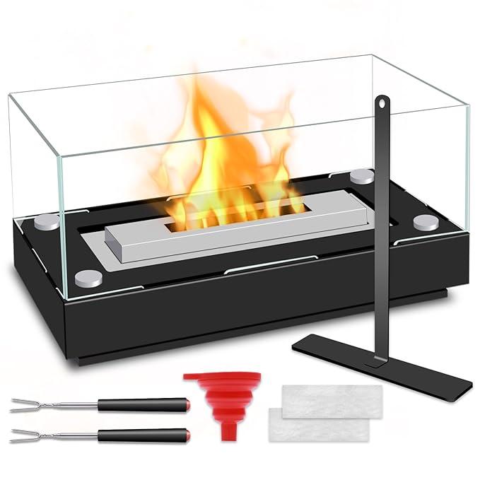 Tabletop Fire Pit, Small Table Fireplace FirePit for Dinner Parties, Smores Maker Kits, Portable Mini Fireplace Indoor Outdoor Table Top Firepit