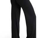 Sunzel Women's Butt Lifting Wide Leg Yoga Pants High Waist Tummy Control No Front Seam Straight Leg Workout Gym Bottoms (Black, L)