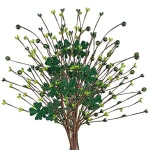 3 Pack Halloween Branches Picks Stems Glitter Fake Twig with Pumpkin Berries Black for Vases Haunted House Gothic Floral Decor Artificial Flowers Berry Stems for Vase (A)