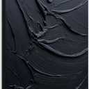 zoinart Hand Painted Thick Texture Black Minimalist Vertical Wall Art 24x36 Inches Black Oil Painting Contemporary Art Oil on Canvas Home Office Corridor Wall Art