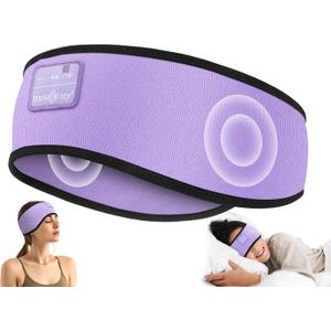 MUSICOZY Sleep Headphones Soft Bamboo Cotton Headband Headphones for Sleeping, Sleep Headphone Wireless Bluetooth 5.4 with Ultra-Thin HD Stereo Speaker for Unique Gifts(Lavender Purple)