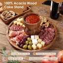5 Pcs Wooden Dessert Table Display Set,Acacia Wood Cake Stand with Dome Lid,2 Pcs 3-Tier Dessert Display Stands and 2 Serving Trays Hosting Essential for Wedding Birthday Party Baby Shower Christmas