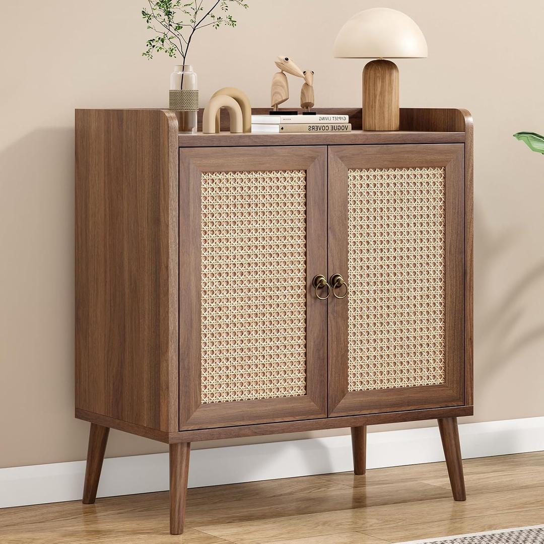 Farini Sideboard Buffet Cabinet with Storage with Rattan Decorated Doors, Vintage Side Cabinets for Dining Room, Living Room,Hallway,Vintage (PK1)