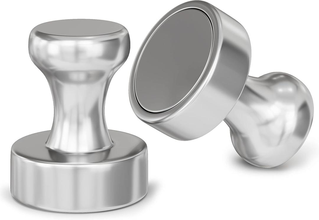 Realth Fridge Magnets Dia 1.41" 2 Pack, Refrigerator Magnets for Whiteboard, Strong Neodymium Magnetic Push Pins, Push Pin Magnets for Map Heavy Duty Brushed Nickel for Home Kitchen Office School