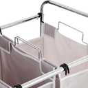 Amazon Basics 3-Bag Laundry Sorter with Removable Bags, Metal Frame, Washable, Locking Wheels, Gray, 30.7 Inches X 18.1 Inches X 33.9 Inches