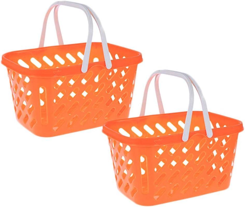 NUOBESTY 2pcs Mini Toy Shopping Basket Kids Grocery Basket with Handles Easter Eggs Baskets for Kids Toddlers Party Favors Kitchen Pretend Play Small Storage Basket Toy