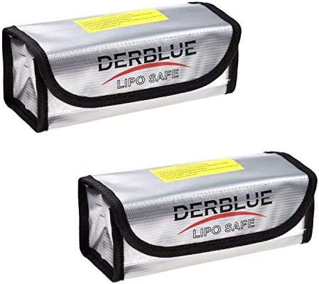 DerBlue 2pcs Fireproof Explosionproof Lipo Battery Safe Bag Lipo Battery Guard Safe Bag（185x75x60mm）