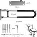 Toilet Grab Bar 28 Inch Flip Up Aluminum Handicap Rails Grab Bars Toilet Rail Bathroom U Shaped and Wall Mount Safety for Seniors Elderly Disabled Pregnant Injured Patients (Black)