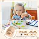 12 Pcs Watercolor Paint Brushes for Toddler Kid Baby Jumbo Brushes with Chubby Wood Handles Easy to Grip Round Paintbrushes Non Toxic Vegan Bristles for Preschool Painting Art Craft (Bear)