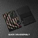 Minimalist Metal Wallet for Men, Ultra-Thin Aluminum Card Holder with Cash Strap, Slim Front Pocket RFID Blocking Wallet, Personalized American Flag-00