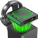 XBX Series X Cooling Fan Dust Proof with Auto Mode, for Xbox Series X Console with LED Lights, Built-in AUTO Adjustable Fan Cooling System, Xbox Series X Top Cooler, Game Accessory with Headset Holder