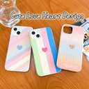 Compatible with iPhone 13 Heart Case for Women Girls,Aesthetic Cute Girly Cool Preppy Design Slim Thin Soft Shockproof Cell Phone Silicone Cover for iPhone 13Rainbow/Purple