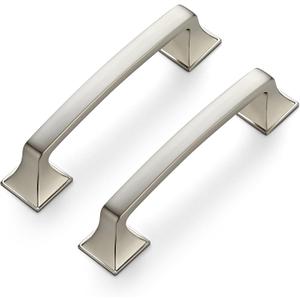 Ravinte 10 Pack Solid 3-3/4" Square Foot Arch Pulls Kitchen Cabinet Handles Brushed Nickel Pulls Silver Dresser Kitchen Cupboard Hardware Handles for Cabinets Cupboard Drawers (3-3/4 Inch Hole Center)
