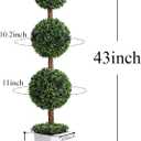 Damomo Artificial Topiaries Ball Trees Outdoor, 3.6ft Faux Boxwood Plants Topiary Triple Ball Tree(2 PCS), Fake Shrubs Trees Potted Decorative Indoor Porch or Garden43inch