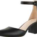 Ankis Closed Toe Heels for Women -Black Nude Gold Silver Pointed Toe Heels Low Block Chunky Women Pumps with Ankle Strap -2.25 Inch (Black, 8)