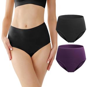 Womens Incontinence Underwear Washable, 2 oz Absorbency Leakproof Panties for Female Urinary Leakage 2 Pack (Black-Berry, M)