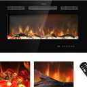 33 inches Electric Fireplace Inserts, Recessed and Wall Mounted Fireplace Heater, Linear Fireplace w/Thermostat, Remote & Touch Screen, Multicolor Flame, Timer, Log & Crystal, 750W/1500W (Black)