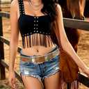 Brown Western Belt for Women Cowgirl Country Leather Belt for Jeans Pants (Brown)
