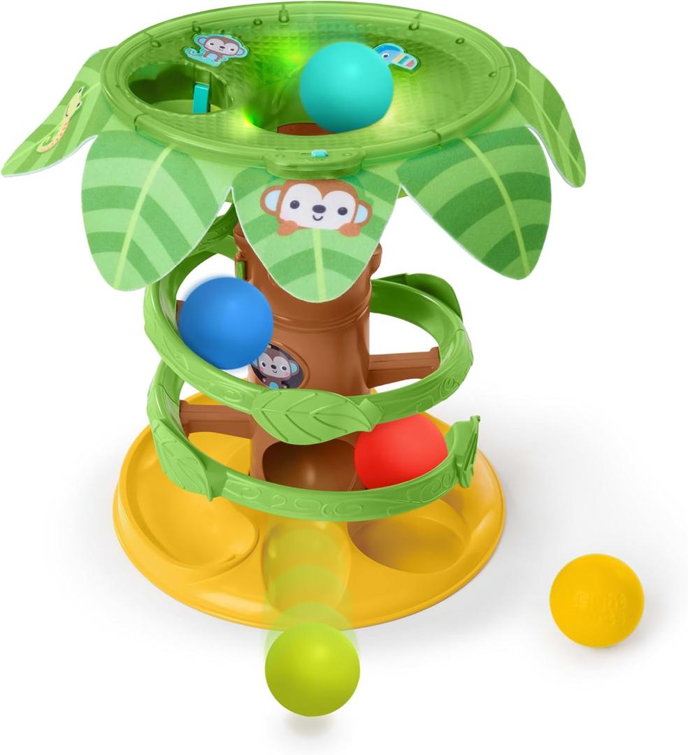 Bright Starts Tropical Twirl Ball Play Toy with Lights & Music, 5 Balls Included, Unisex, 6 Months+