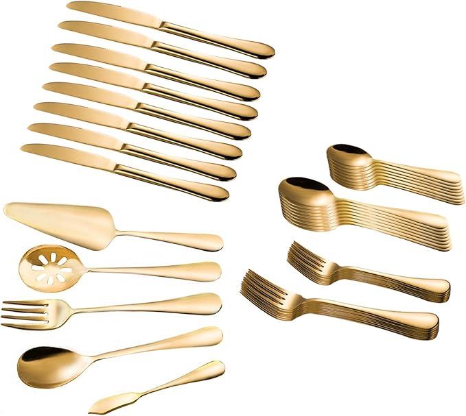 Magicpro, Stainless Steel Cutlery Set, Gold, 45 Pieces