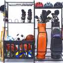 WALMANN Garage Sports Equipment Organizer, Golf Bag Stand for Garage Ball Storage Rack Indoor/Outdoor Kids Toys Storage Organizer Bins, Ball Holder with Baskets