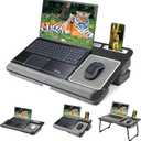 Laptop Lap Desk, Lap & Bed Desk with Adjustable Cushion, Fit up to 17" Laptop Stand for Couch, Foldable Computer Tray Table for Adults, with Wrist Rest, Tablet & Phone Holder, Mouse Pad