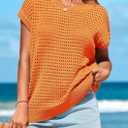 PRETTYGARDEN Womens Spring Tops 2026 Summer Shirts Crochet Cap Sleeve Sweater Pullover Cute Beach Vacation Clothes, Large