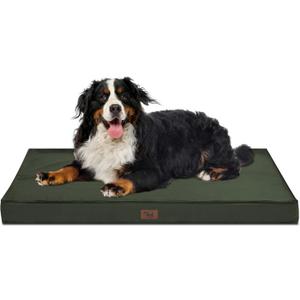 Outdoor All Weather Dog Bed, XXL Waterproof Dog Bed for Large Dogs, Orthopedic Egg Foam Pet Bed Mat with Removable and Washable Oxford Cooling Cover, Dark Green (47.0"L x 29.0"W x 3.5"Th)