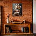 Moody Flower Books Canvas Wall Art, Framed Wall Art Vintage Floral Books Still Life Pictures Rustic Antique Prints Dark Academia Floral Artwork for Bedroom Living Room Decor (12x16inch)