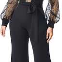 Elegant Sequin Jumpsuits for Women Formal Evening Party,Wedding Guest (Large, Black-x6053)
