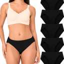 BAMBOO COOL Womens Underwear High Cut Briefs Breathable Moisture-Wicking Hipster Ladies Panties, 5-Pack (Small)