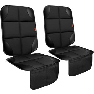 Car Seat Protector 1 Pack Car Seat Cushion Mat Thickest Padding,Waterproof 600D Fabric Car Seat Covers for Non-Slip Backing Mesh Pockets for Baby and Pet (Black, 2 Pcs)
