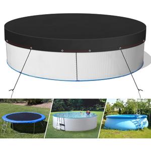 Landrip 21FT Pool Cover Round, Solar Pool Covers for Above Ground Pools, Round Hot Tub Cover Stock Tank Cover, Waterproof and UV Resistant, with Ground Nails,Winch and Cable, Black, N-MY-PC-21FT