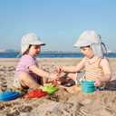 Baby Sun Hat with Breathable Mesh, Neck Flap Infant Unisex Boys Girls Toddler UPF 50+ Summer Beach Swim Adjustable (Gray)