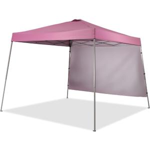 GDY 8X10 FT Pop Up Canopy Outdoor Instant Tent Slant Legs with a Sidewall,Equipment Vents, Portable Gazebo Shelter for Patio, Deck, Beach and Garden,Pink.