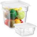 2 Pieces Square Food Storage Containers Polycarbonate Clear food Container with Lid Commercial Storage with Graduations for Commercial Kitchen Dough Marinating Meat (White,2 Qt,4 Qt)