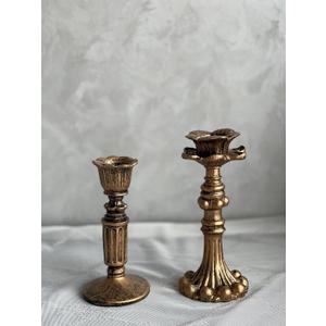 Kolnlala French Nostalgic Floral Resin Candle Holder Antique Bronze/Furniture Decoration/Retro Ornaments Candlestick (A)
