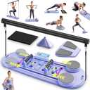 Pilates Board, Pilates Portable Reformer Machine 2025 for Home Workout, 7 in 1 Multifunctional Abdominal Board, Foldable Abs Trainer Machine, Pilates Core Workout Equipment for Women (Purple)
