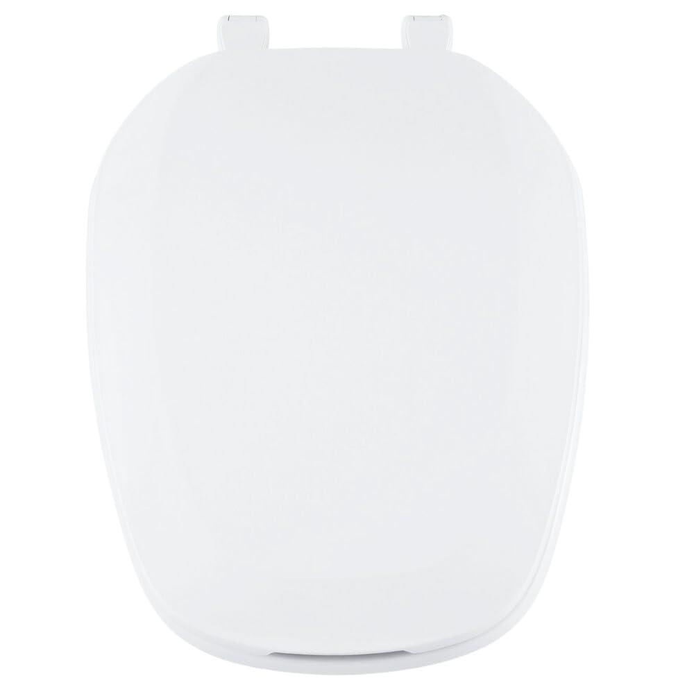 Centoco Eljer Emblem Elongated Toilet Seat with Square Front, Closed Front with Cover, Residential, Plastic, Made in the USA, EMB601-001, White