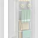 Over The Door Towel Rack, Back of Door Towel Rack, White Over The Door Hanger, Bathroom Behind Door Towel Holder with Hooks, Towel Bar Door Rack Hanger for Bedroom